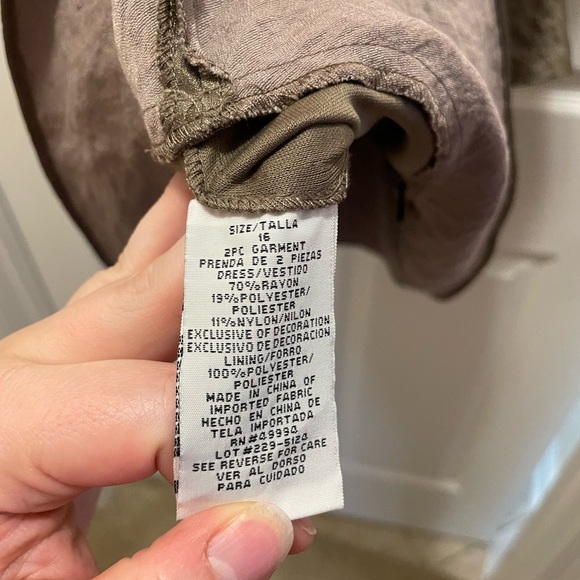 R&M Richards Collections Mocha Shimmer Cocktail Dress Size 16 - Picture 5 of 6